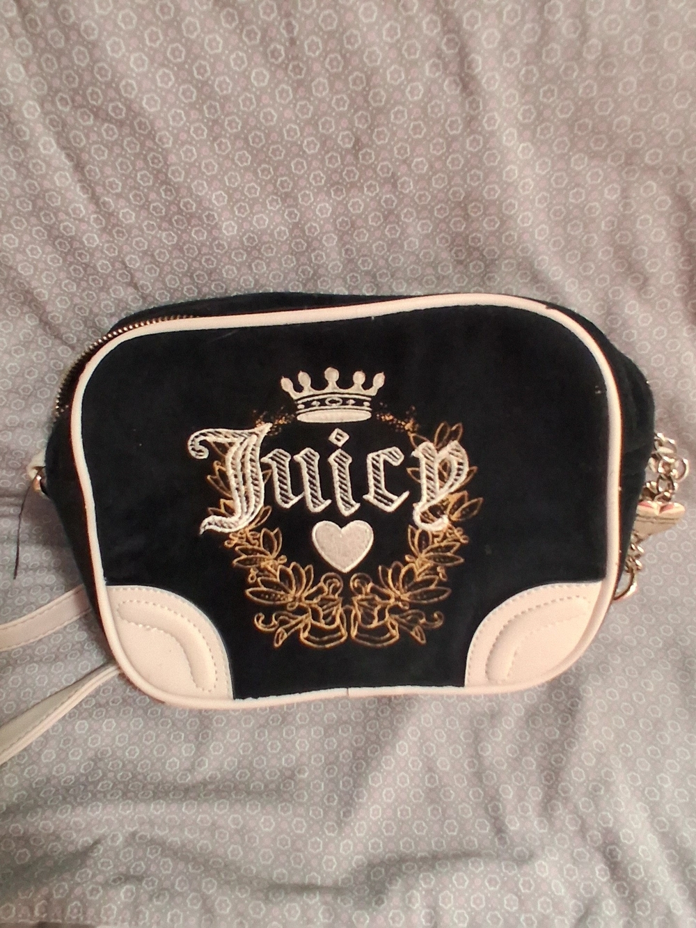 Juicy Couture Royal Crown Velour Crossbody Bag Black & Pink